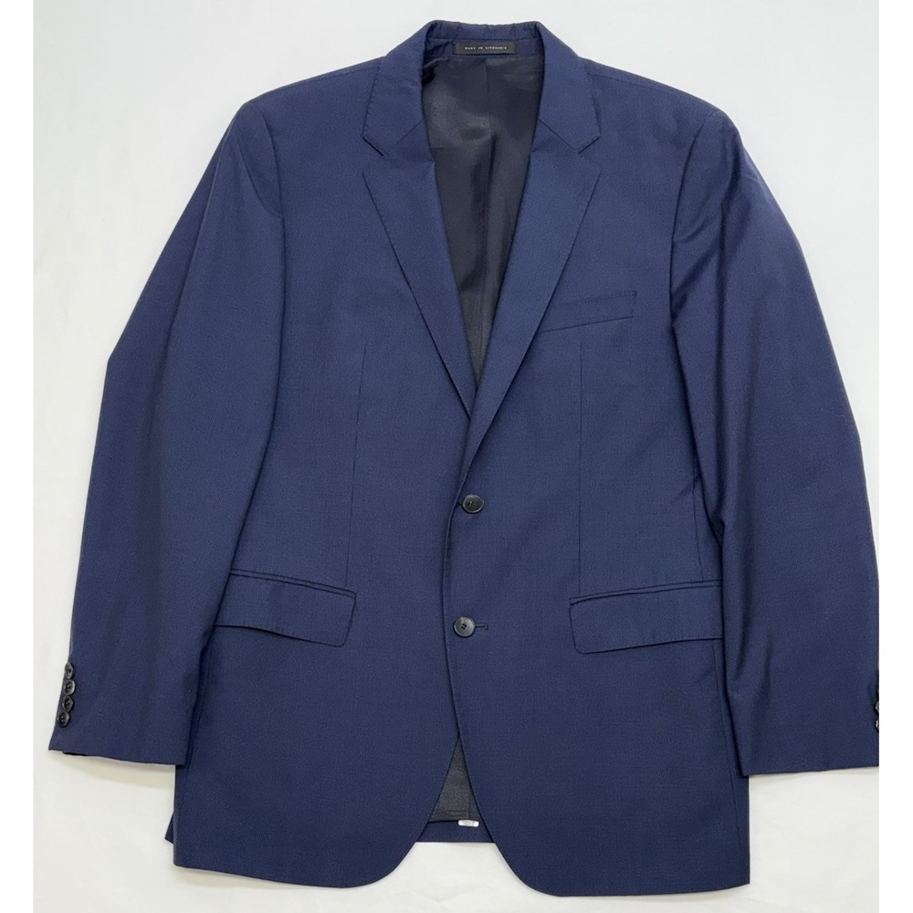 BOSS Hugo Boss Two-Tone Navy Blue Stripe 100% Wool Super 100 Blazer 40R EUC - Picture 3 of 15
